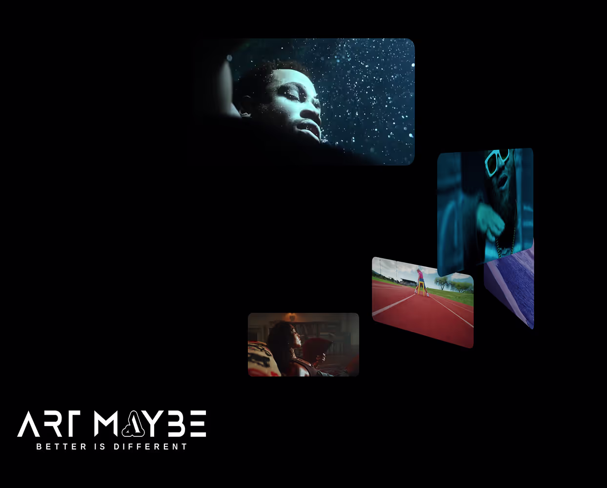 A collage of images of a woman in the dark.