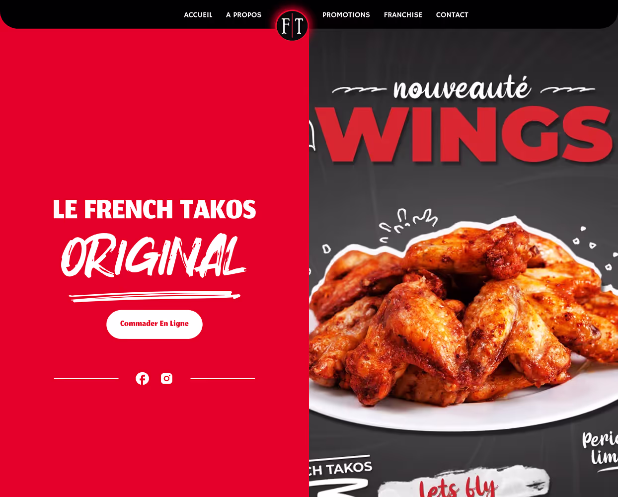A menu for a french takeout restaurant.