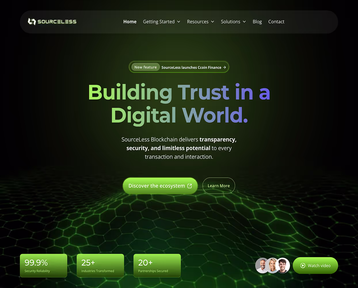 A web page with a green background and a dark background.